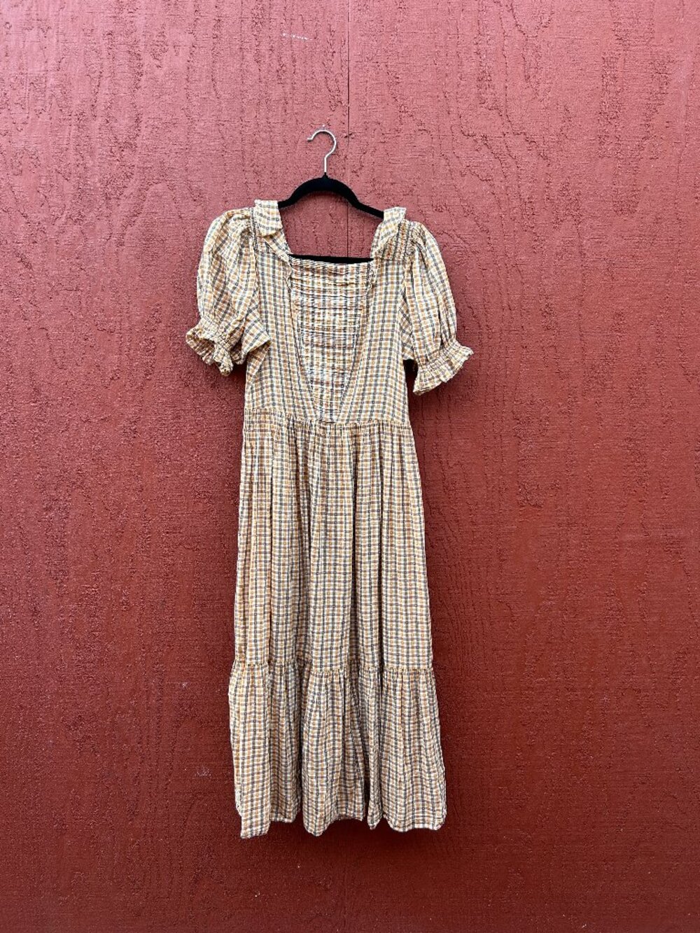 doen Elodie dress -- Orange meringue plaid / S